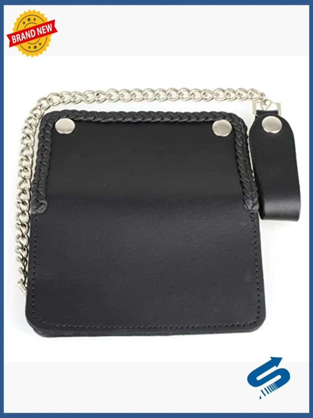 Men's Bi-Fold Leather Wallet with Removable Chain